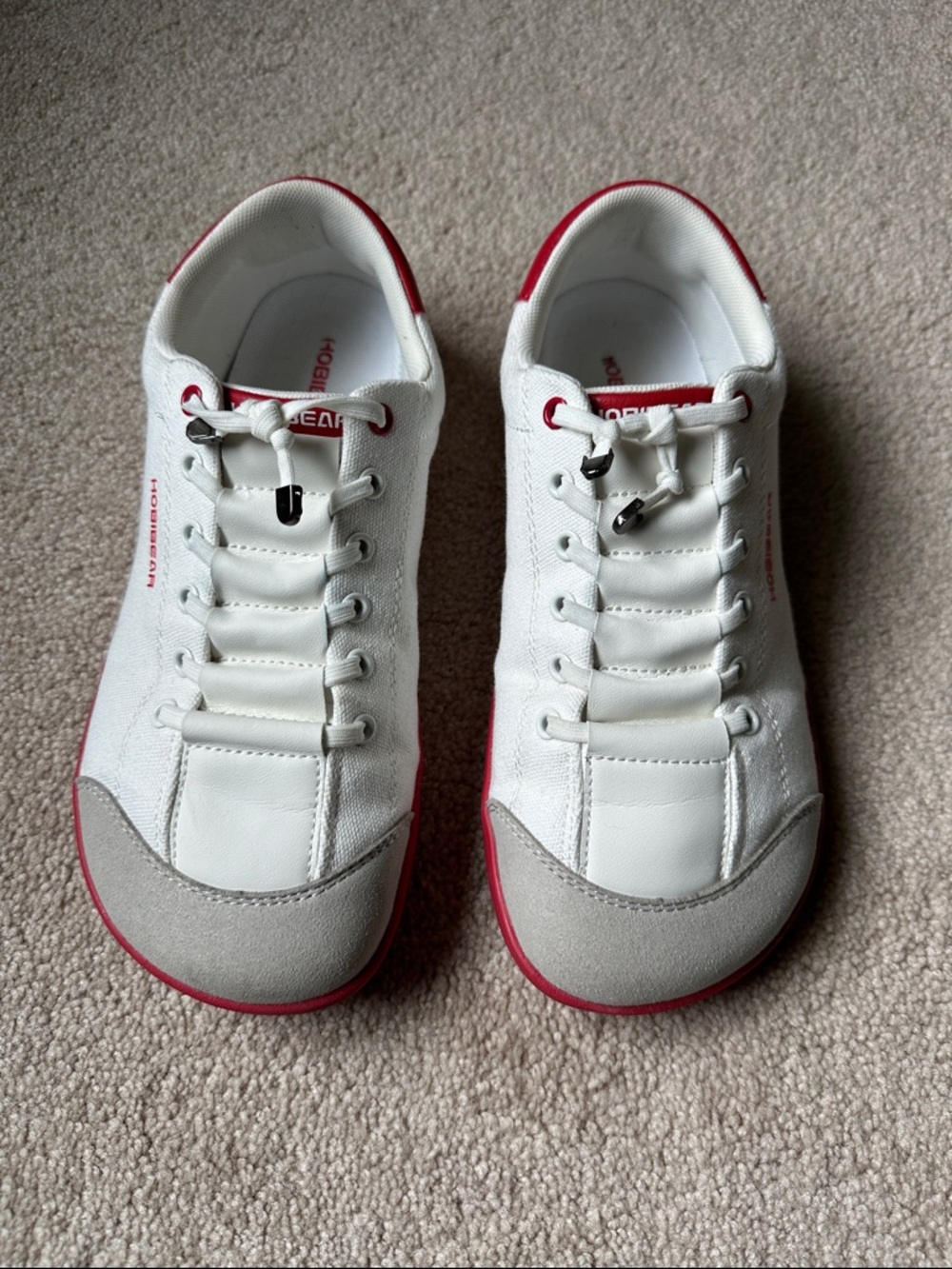 Hobibear Women's White Athletic Sneakers with Red Trim